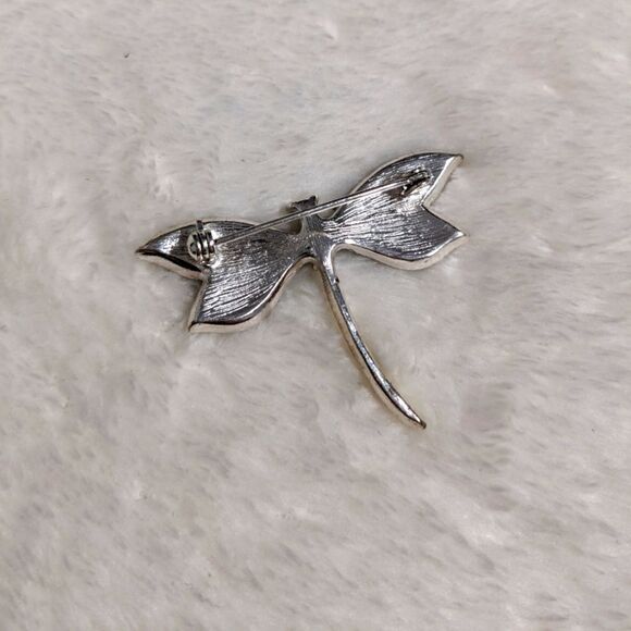 Vintage 90's Enameled Dragonfly Brooche w/ Rhinestone Accents - Picture 7 of 7